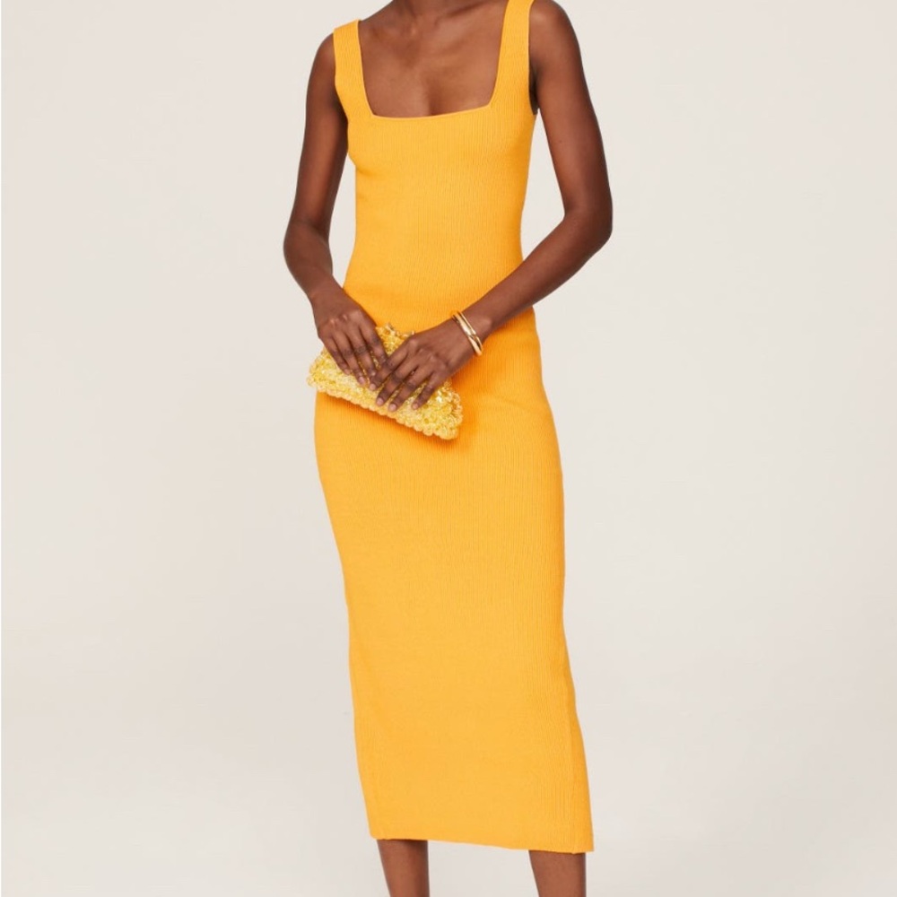 Ronny Kobo Elegant Orange Yellow Sleeveless Dress